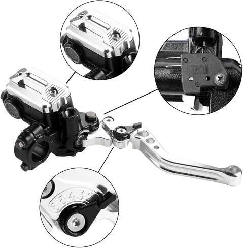 MRELC Universal Motorcycle 7/8" 22 مم مقود الفرامل أسطوانة القابض الرئيسية رافعة CNC اليسار واليمين مجموعة متوافقة مع Harley Honda Kawasaki سوزوكي ياماها (قطر المكبس 12.7 مم (أزرق) in Kuwait