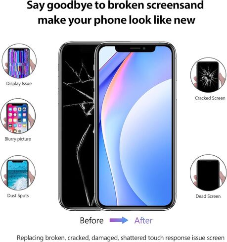 hoysg لمجموعة استبدال شاشة iPhone 7 - مجموعة محول رقمي لشاشة LCD 4.7 بوصة مع أدوات إصلاح، واقي شاشة، توافق A1660، A1778، A1779 أبيض in Kuwait