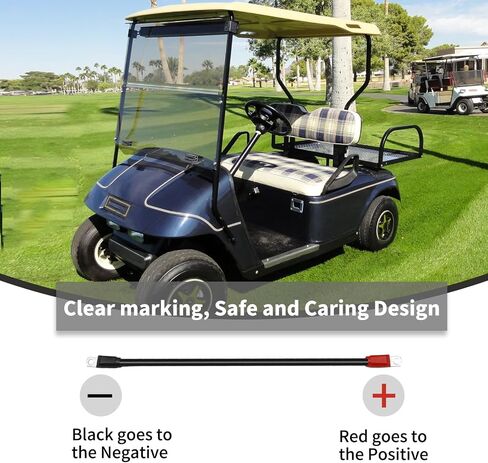 مجموعة كابل بطارية DUZFOREI Golf Cart بديلة لـ EZGO TXT 1994-2022 36V/48V 5 قطع، كابل أسود عالي التحمل 4 قياس 1 × 13 بوصة، كابلات سوداء 4 × 10 بوصة، كابلات 2 × 25 بوصة مع عروات ملفوفة بسترة بلاستيكية in Saudi Arabia