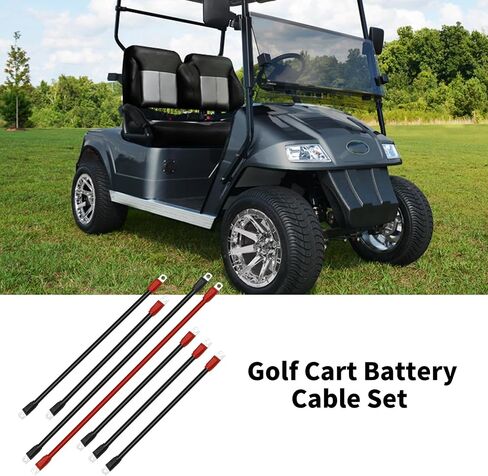 مجموعة كابل بطارية DUZFOREI Golf Cart بديلة لـ EZGO TXT 1994-2022 36V/48V 5 قطع، كابل أسود عالي التحمل 4 قياس 1 × 13 بوصة، كابلات سوداء 4 × 10 بوصة، كابلات 2 × 25 بوصة مع عروات ملفوفة بسترة بلاستيكية in Saudi Arabia