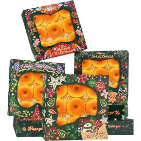 Bakepacker Christmas 36pcs Pie Boxes 8x8x2.5 inches Easy Assemble Macaroon Christmas Gingerbread Man Cookie Boxes Bakery Boxes with Window for Bakery (Auto-pop Up)