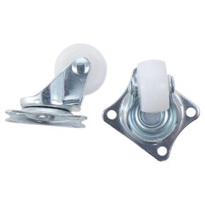 4Pcs 1" Caster Wheels Set, Low Profile Casters, Polyurethane Wheels, Small Rectangle Swivel Caster, Trolley Wheels for Furniture, White