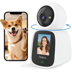 Noorio CL200 2K Indoor Camera 2-Way Video Calling, 360° Motion Detection Cameras for Home Security, 2.4G WiFi Color Night Vision Pet/Baby Monitor with Screen, Works with Alexa