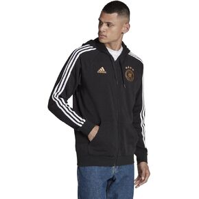 adidas Men's Germany DNA Full Zip Hoodie (Black/White, SMALL)
