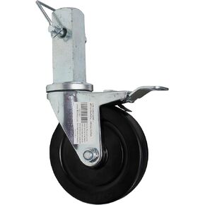 NK 5-inch Hard Rubber Wheel Solid Plate Casters with Brake, One Piece