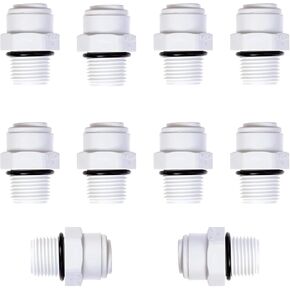 EZRODI 1813-A 1/4'' Male NPT to 1/4'' Push to Connect Fittings with Black O'ring for RO Water filter System(Pack of 10), Copper