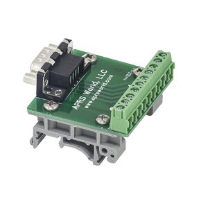 DB9 Male Breakout Board to Screw Terminals, with DIN Rail Clips