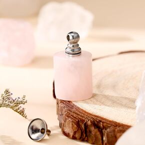Mini Urn for Human Ashes Small Keepsake Urn Crystal Keepsake Urn Wearable Memorial Keepsakes Mini Urn for Human or Pets Ashes with Storage Box Spoon Stick and Funnel, Rose Quartz Silver