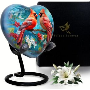 جرة كاردينال صغيرة للرماد البشري - تذكار جرة القلب - جرة صغيرة للرماد للنساء والرجال مع صندوق وحقيبة - تذكارات تذكارية زرقاء للرماد - تكريم أحبابك in Kuwait