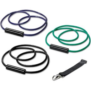 ExerBand-Triple Loop Exercise Intermediate Kit, 3 Unilateral Loop Tubes, 1 Web Anchor Strap with Metal Hook, and 1 Instruction Sheet ? Portable Resistance Training Kit ? Designed to Fit Any Standard