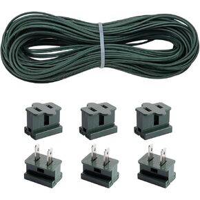 SPT-1 Green 18AWG Electrical Wire, 18 Gauge 2 Conductor Extension Wire ，SPT 1 lamp Wire with 6 Slip Plugs for Household and DIY Projects (100Ft)