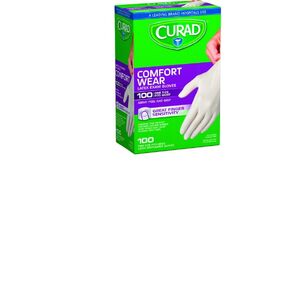 Medline CURAD Comfort Wear Latex Exam Glove, Non-Sterile, One Size, Case of 1000