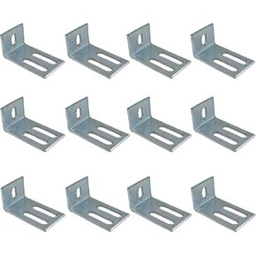 Adjustable L Shaped 90 Degree Slotted Corner Braces Joint Right Angle Brackets Fit for 1/2" Bolt in 1-5/8" Strut Channel, Galvanized, 12 Pack