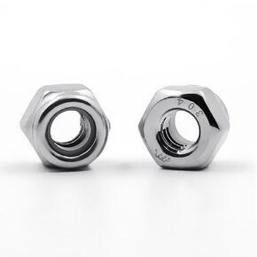 Locknuts, 1/4"-20 Stainless Steel Nylock Nuts, 28 Pack A2-70 Nylon Insert Hex Lock Nuts, Self-Locking 304 Stainless Steel Locknut Hardware Nuts, Coarse Thread, Bright Finish