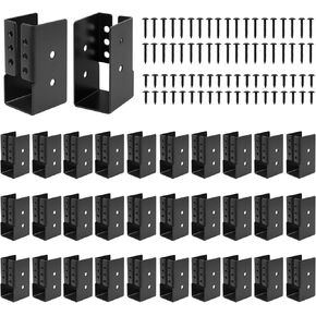 2X4 Concealed Joist Hanger Bracket for Wood 4 Pack, Pergola Rafter Bracket 2 x 4 Powder Coated Black with Screws for Beam/Swing/Handrail/Fence