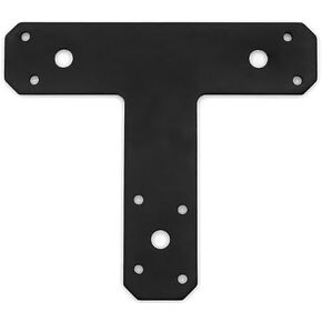 6 Pack T Shaped Plate, Black Flat Tee Mending Plate Bracket，Straight Fixing Repair Bracket Wood Furniture Joint Post to Beam Connectors Timber Support Hardware（6½" x 5¾", Width 1½", Thickness 4mm）