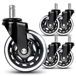 Office Chair Caster Wheels Replacement, Heavy Duty Casters Safe for All Floors,Without Chair Mats. 3" Office Furniture Casters Replacement,Universal Fit (1set)