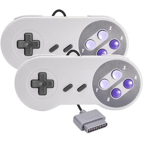 KIWITATA 2 Pack SNES Wired Controller for Original Console, Retro SNES Wired Remote Gamepad Controller Compatible with SNES Super Entertainment Game System-7 pin Connector