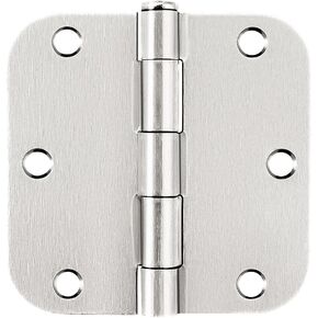 Probrico Interior Door Hinges Brushed Nickel, 3.5 X 3.5 Inch Door Hinges Rounded 5/8" Radius Corners, Nickel Hinges for Door Hardware, 18 Pack