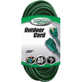 Woods Light Duty Outdoor Extension Cord, 40ft, 16 Gauge, 3 Conductor, Landscape Extension Cord, SJTW, Green, 23568805