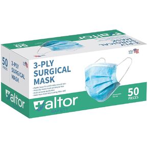 3-Ply Disposable Surgical Medical Face Masks for Adults, Breathable, ASTM Level 2, Made in USA, Bulk 50 Pack Box