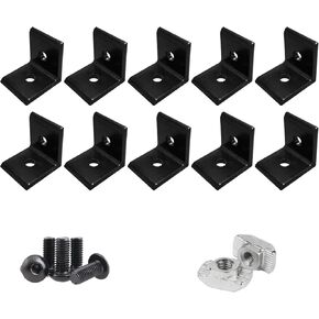10Sets 15 Series L Bracket Connector 1515 Aluminum Extrusion Corner with 10PCS 15 Series Corner Bracket 1.5in Extruded Aluminum 20PCS Screws 1515 T Nut