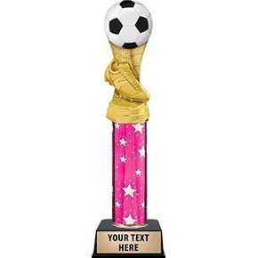 Crown Awards Soccer Trophy for Kids Engraving Included, Personalized Pink MVP Soccer Trophies Prime