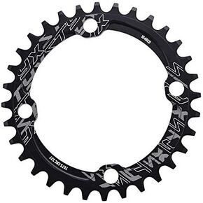 Keenso Bike Chain Ring, 32/34/36/38T BCD Aluminum Alloy Mountain Bike Steel Single Crank Chain Ring Round Gear Bicycle Chain Ring for Mountain Bike Repairing(32T-Black)