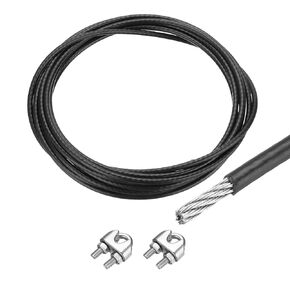 MECCANIXITY 16Ft(5M) Wire Rope 304 Stainless Steel Cable 1/4" (6.0 mm) Vinyl Coated with 2pcs Screw Chuck for Hanging, Clotheslines, Lifting Transparent