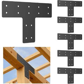 12" x 8" Post to Beam Bracket, T Plate 6 PCS, T Post Brackets Thickness 3mm T Plate for Repairing Fixing Connecting Mending Plate - IWONGO Supplied