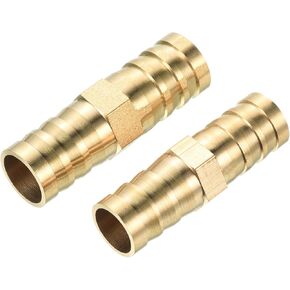 MECCANIXITY Brass Hose Barb Fitting, 14mm 16mm Barb Diameter Straight Coupler Quick Connector Coupler for Water Fuel Air Oil Gas, 1 Set