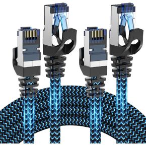 Cat8 Ethernet Cable 3 ft 5 Pack, High Speed 40Gbps 2000MHz, Braided, Blue, Compatible with Router, Modem, Laptop, PC, Gaming in Kuwait