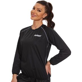 LAZAWG Sweat Sauna Suit for Women Workout Long Sleeve Slimming Body Shaper Jacket Womens Running Exercise Gym