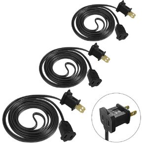 3 Pack 6 FT Polarized Extension Cord, US AC 2-Prong Black Male/Female Outlet 20AWG Saver Power Extension Cord Cable for Halloween Christmas Decorations Lights Connection, 125V Max.3.6A(432 Watts)
