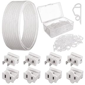 117 Pcs SPT-2 Electrical Wire, Christmas Female and Male Slip Plug, Christmas Light Clip Set Weatherproof 18AWG 2-Conductor Wire for Christmas Party Decoration (100ft,Green)