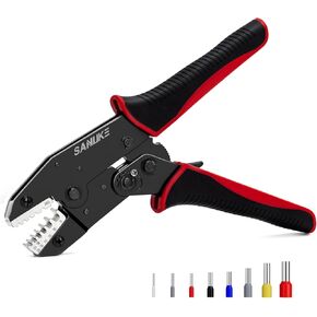 Sanuke Crimping Tool For Heat Shrink Connectors-AWG 22-10 Ratchet Wire Terminal Crimper-Crimping Pliers-Electrical Crimping Tool for Insulated Nylon Connectors and Electrical Wire Connectors