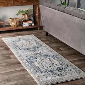 nuLOOM Vintage Harriet Medallion Fringe Area Rug - 2x6 Runner Rug Traditional Rust/Multicolor Rugs for Living Room Bedroom Dining Room Entryway Hallway Kitchen