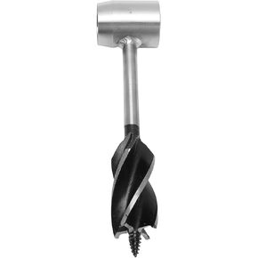 Hand Auger 1in Cutting Diameter Carbon Steel Bushcraft Settlers Auger Wrench with 2 PU Leather Pouches, Bushcraft Gear Auger Drill for Camping Adventure