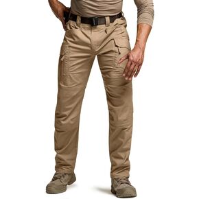 CQR Men's Flex Stretch Tactical Pants, Water Resistant Ripstop Cargo Pants, Lightweight EDC Outdoor Work Hiking Pants