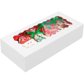 24PCS Gift Box with Window, Display Cookie Boxes, Strawberry Boxes, Auto-Popup Treat Boxes with Clear Lid(White)