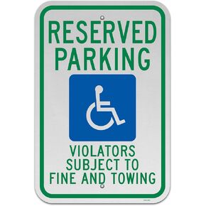 Brimar - 12" x 18" - Texas Reserved Parking Sign - Reserved Parking Violators Subject To Fine and Towing - .063″ Engineering Grade Reflective Aluminum - Bold Text and Symbol - Easy Installation