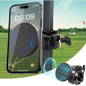 Magnetic Golf Cart Phone Holder, Universal Square Post and Cylinder, Aluminum Metal Golf Phone Holder for MagSafe iPhone and Android Phones