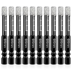 5 Pcs 3/8"Dry Diamond Drill Bits Set, 1/4 Hex Shank Diamond Core Drill Bit Brazed Tile Drill Bit with Cooling Wax for Tile Ceramic Glass Granite Marble Stone Hard Materials(Not for Wood)