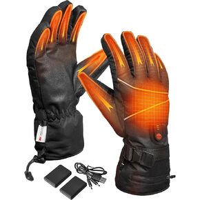 Heated Gloves for Men Women, 7.4V Rechargeable Battery Electric Heated Ski Gloves, Touchscreen Heating Gloves Waterproof for Winter Outdoor Work Hunting Motorcycle Cycling