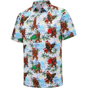 Mens Christmas Golf Polo Shirts Short Sleeve Funny Golf Shirts Ugly Christmas Shirts for Men