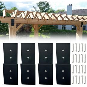 10" x 3" Z-Shaped Brackets,Heavy Duty Steel Brackets for Wood Post to Beam Support,Double Angle Channel Profile Corner Brace for Wood Shelves Fixing Lumber Connector Pergola Brackets - 4Pack