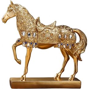 Golden Walking Horse Statue for Wealth,Home Decoration Attract Wealth and Good Luck,Feng Shui Décor