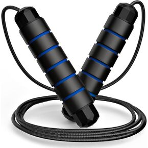 Jump Rope with Viscoelastic Foam Handles, Adjustable Cable, 80g Iron Weights, Tangle-free.