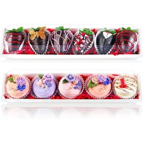 50 Pack 12 x 2.8 x 2.4 Inches Chocolated Covered Strawberries Boxes Macaron Boxes with Clear Lids, 12 Inches Long Bakery boxes with Window for Chocolate,truffle,Cocoa Bombs,Cookies