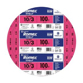 Southwire Romex SIMpull Electrical Wire 10 Gauge 3 Conductor, 100Ft, NMB/G Wire, Pink 63948526